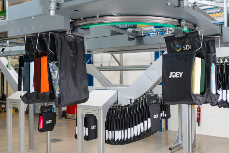 The joey system full of various products.