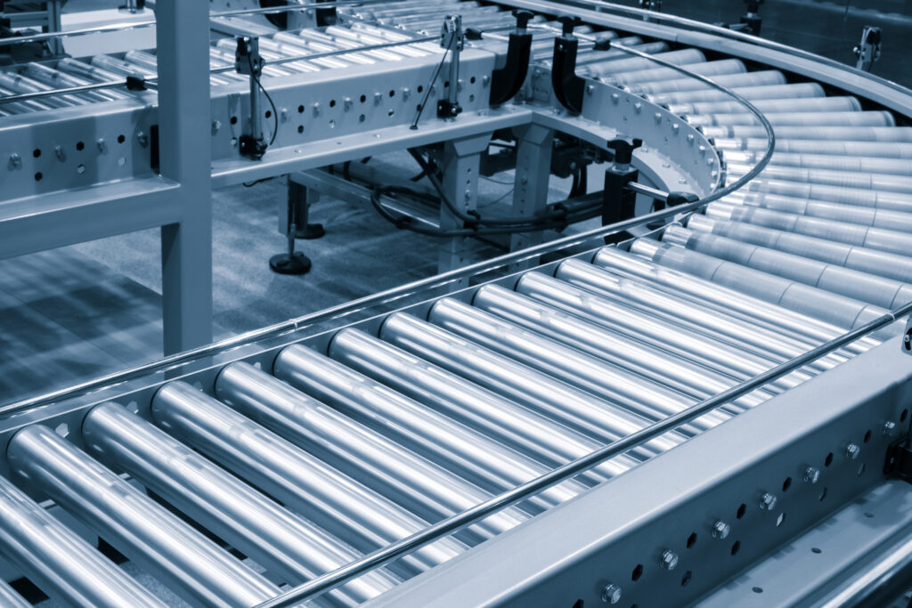 Conveyor belt in a distribution center.